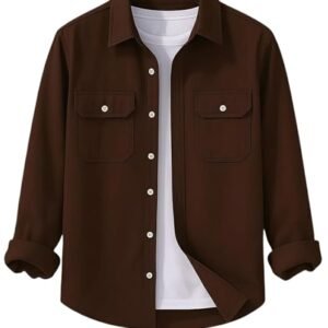 DEELMO Men’s Stylish Cotton Blend Casual Shirt || Full Sleeve Button-Down Shirt with Dual Flap Pockets || Comfortable Breathable Fabric || Perfect for Casual Office and Outing Wear